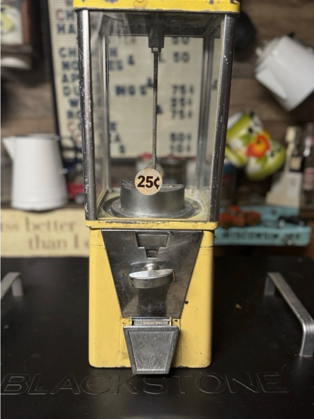 Vintage Yellow Candy/Gumball Machine - 25¢